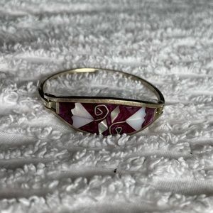 Floral inlay alpaca bracelet